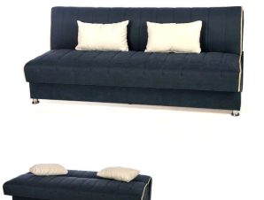 Καναπές Κρεβάτι 3Θέσιος New Leon 190x85x83cm Φ7 Blue Με Κρεμ Ρίγα 8/25 828-25-345