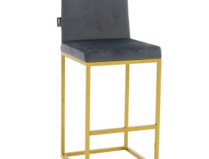 Σκαμπό Μπαρ Hydro 029-000182 46x52x100cm Anthracite-Gold