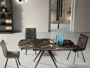 Τραπέζι Επεκτεινόμενο Achille 120x90x76cm Brown-Marble Capodarte