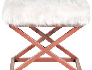 Σκαμπό Capraz Plush 383EVN1231 50x40x42cm Copper-White