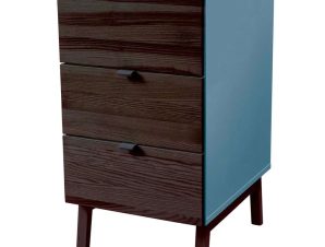 Συρταριέρα Γραφείου Luka 3 LUKAWTDWAL13 41x50x75cm Walnut-Light Blue